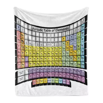 Мягкое фланелевое флисовое одеяло ABAKUHAUS Chemistry, Периодическая таблица элементов, школьная тема, состав для занятий по педагогике, 175 x 230 см, разноцветный