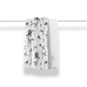 Мягкое фланелевое флисовое одеяло ABAKUHAUS Flowers, карандаш, нарисованный как растения, уютный плюш для использования в помещении и на улице, 125 x 175 см, угольно-серый белый