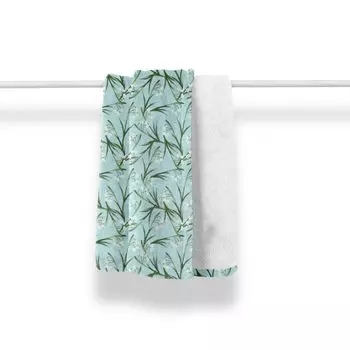 Мягкое фланелевое флисовое одеяло ABAKUHAUS Flowers, нежное цветочное искусство подснежника, уютный плюш для использования в помещении и на открытом воздухе, 125 x 175 см, бледно-голубой, зеленый папоротник