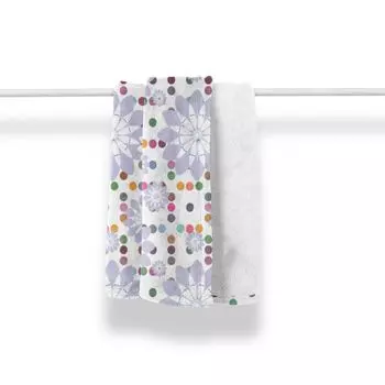 Мягкое фланелевое флисовое одеяло ABAKUHAUS Flowers, разноцветные горошек с цветами, уютный плюш для использования в помещении и на улице, 125 x 175 см, многоцветный фиолетовый