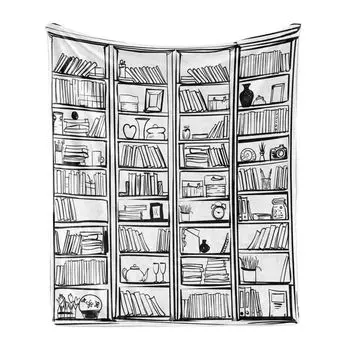 Мягкое фланелевое флисовое одеяло ABAKUHAUS Hobby, аксессуары для дома с книжной полкой, уютный плюш для использования внутри и снаружи, 125 x 175 см, угольно-серый и белый
