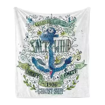 Мягкое фланелевое флисовое одеяло ABAKUHAUS Marine, Ocean Anchor, уютный плюш для использования внутри и снаружи, 125 x 175 см, разноцветное