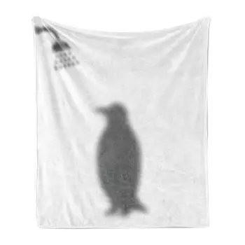 Мягкое фланелевое флисовое одеяло ABAKUHAUS Penguin, животное для душа, уютный плюш для использования в помещении и на улице, 125 x 175 см, серый и белый