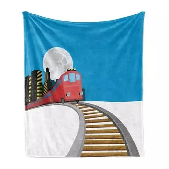 Мягкое фланелевое флисовое одеяло ABAKUHAUS Rails, «Небоскреб Полная луна», уютный плюш для использования в помещении и на улице, 125 x 175 см, разноцветное