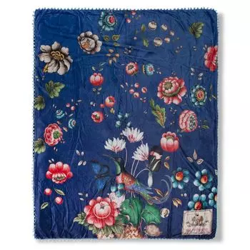 Мягкое фланелевое флисовое одеяло ABAKUHAUS с геометрическим узором, симметричная серия «Арт из концентрических квадратов и прямоугольников», 175 x 230 см, угольно-серый и белый Muller Textil, синий