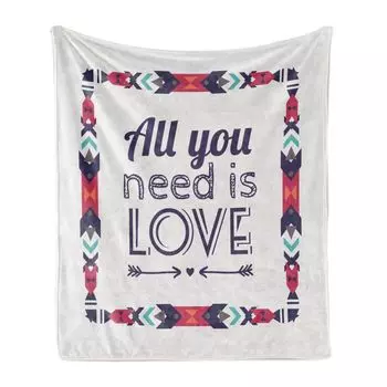 Мягкое фланелевое флисовое одеяло ABAKUHAUS с надписью «All You Need Is Love», мотивационный типографский узор, 175 x 230 см, кокосовый рубин