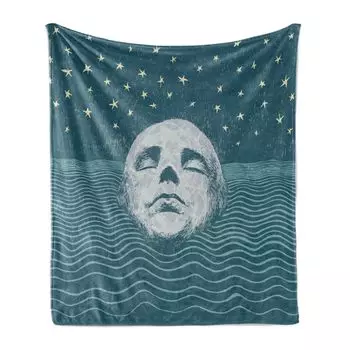 Мягкое фланелевое флисовое одеяло ABAKUHAUS Sleep, медитативные спальные места, уютный плюш для использования в помещении и на открытом воздухе, 125 x 175 см, серый, синий, серый