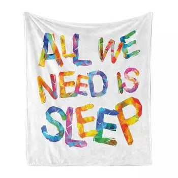 Мягкое фланелевое флисовое одеяло ABAKUHAUS Sleep, все, что нам нужно, это надпись для сна из треугольных букв, угловатых геометрических фигур, 175 x 230 см, разноцветные