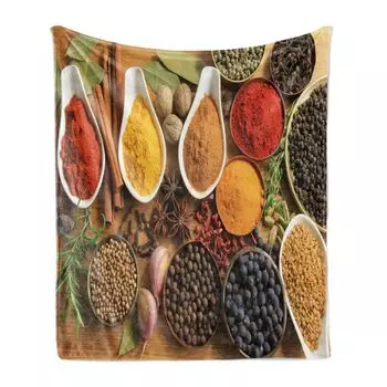 Мягкое фланелевое флисовое одеяло ABAKUHAUS Spice, ингредиенты для здорового аромата, уютный плюш для использования в помещении и на улице, 125 x 175 см, разноцветное