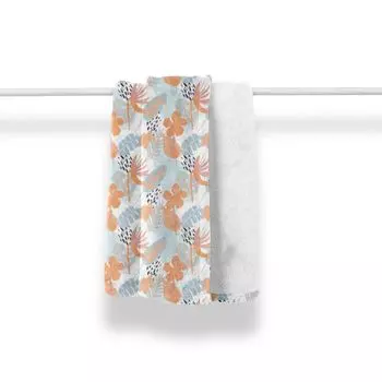 Мягкое фланелевое флисовое одеяло ABAKUHAUS Tropical, Hibiscus Palm Strelitzia, уютный плюш для использования в помещении и на улице, 125 x 175 см, нежно-голубой персиковый цвет
