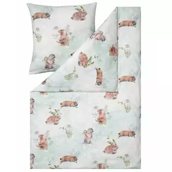 Мягкое фланелевое постельное белье Estella Hermann jade 135х200 см + 80х80 см