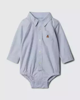 Мягкое и эластичное боди оксфорд из хлопка для младенцев Gap, голубой