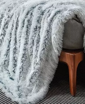 Мягкое и пушистое двустороннее плед с лохматым узором, 60 x 70 дюймов Cheer Collection, синий