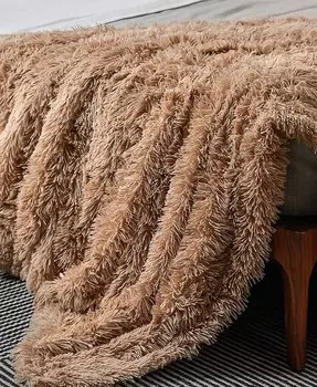 Мягкое и пушистое двустороннее плед с лохматым узором, 60 x 70 дюймов Cheer Collection, бежевый