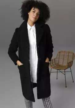 Мягкое короткое пальто Aniston CASUAL в стиле CASUAL, черный