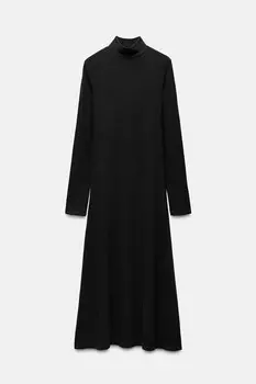 Мягкое миди платье ZARA, черный