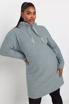 Мягкое на ощупь платье с капюшоном Yours Curve, синий