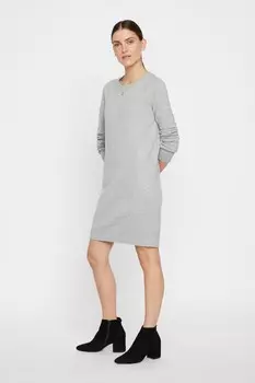 Мягкое на ощупь трикотажное платье с круглым вырезом Vero Moda, серый