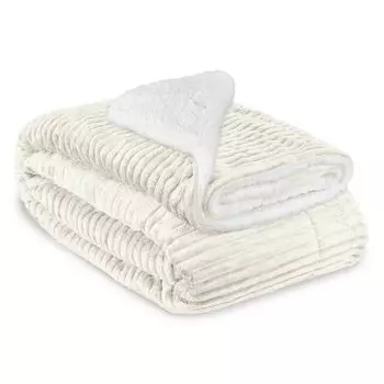 Мягкое одеяло Beautissu Sherpa Elisa - микрофибра, белый