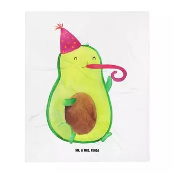 Мягкое одеяло Mr. & Mrs. Panda Avocado Party Time — белое — подарок, выпускной, пройдено, вегетарианское, одеяло, одеяло для дивана, здоровое, покрывало, веганское, шерстяное одеяло, белый