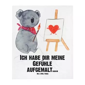 Мягкое одеяло Mr. & Mrs. Panda Koala Artist - белое - подарок, доказательство любви, чувства, покрывало, одеяло для дивана, медведь коала, шерстяное одеяло, одеяло, любовный подарок, белый