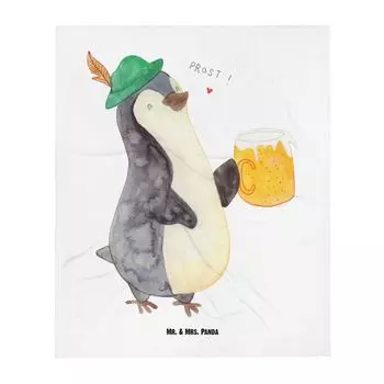 Мягкое одеяло Mr. & Mrs. Panda с пингвином пивом - белое - подарок, шерстяное одеяло, плед, покрывало, пиво, пингвины, после работы, диванное одеяло, Октоберфест, белый