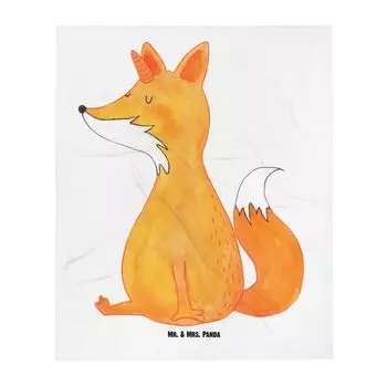 Мягкое одеяло Mr. & Mrs. Panda Unicorn Fox - Белый - Подарок, Foxycorn, Украшение единорога, Лиса-белка, Одеяло, Лисы, Покрывало, Шерстяное одеяло, Одеяло для дивана, Единорог