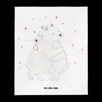 Мягкое одеяло Mr. & Mrs. Panda в обнимку белого медведя - белое - подарок, животные, хорошее настроение, шерстяное одеяло, забавные высказывания, диванное одеяло, животные мотивы, одеяло, покрывало, белый