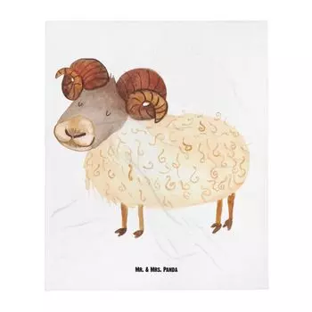 Мягкое одеяло Mr. & Mrs. Panda Знак зодиака Овен - Белый - Подарок, Баран, День рождения в марте, Астрология, Одеяло для дивана, Знаки зодиака, Гороскоп, Одеяло, Покрывало