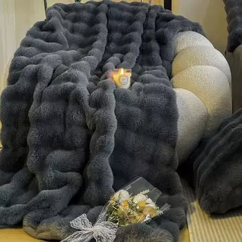 Мягкое одеяло под мех 125х150 покрывало меховое одеяло из искусственного меха одеяло из искусственного меха KEAYOO, серый