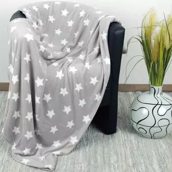 Мягкое одеяло XXL флисовое одеяло, одеяло из микрофибры со звездным узором, большое мягкое одеяло для обнимашек, пушистое одеяло для дивана Bestlivings, светло-серый