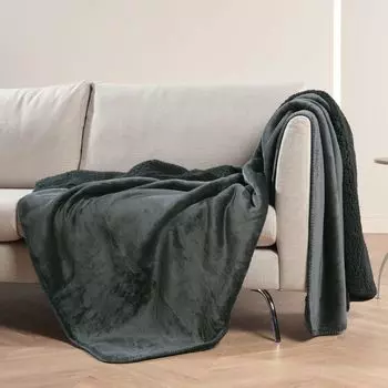 Мягкое одеяло XXL с имитацией меха 180x220, плюшевое покрывало, одеяло из искусственного меха, меховое одеяло Bestlivings, черный