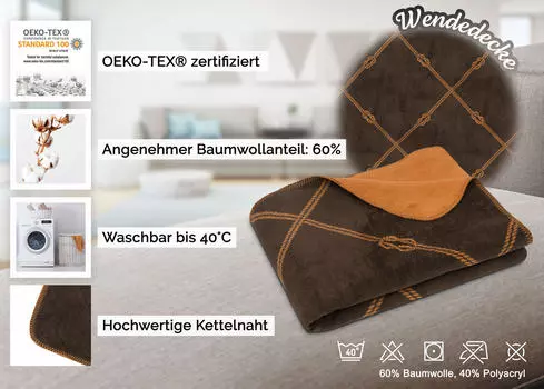 Мягкое одеяло Zollner, коричневый