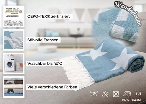 Мягкое одеяло Zollner, светло-синий