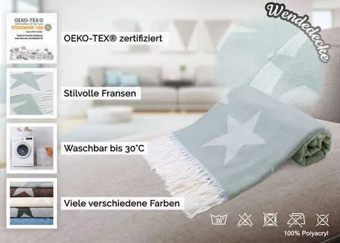 Мягкое одеяло Zollner, светло-синий