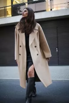 Мягкое пальто оверсайз ZARA, бежевый