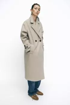 Мягкое пальто оверсайз ZARA, бежевый