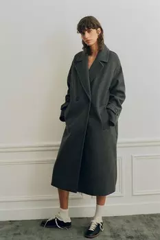Мягкое пальто оверсайз ZARA, серый