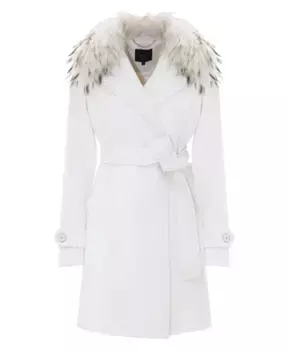 Мягкое пальто с меховым воротником и карманами. Kocca, белый