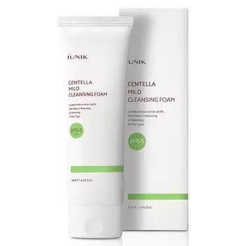 Мягкое пенящееся очищающее средство для лица с центеллой, субкислотное, 4,05 жидких унции, 49,9% экстракт центеллы азиатской - облегчение состояния кожи, увлажняющая, балансирующая Ph, насыщенная пенка для веганов, Iunik