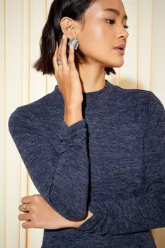 Мягкое платье миди с длинными рукавами и разрезом сбоку Friends Like These, синий