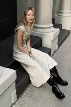 Мягкое платье миди ZARA, белый