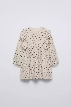 Мягкое платье с воланами ZARA, песок/мергель