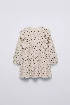 Мягкое платье с воланами ZARA, песок/мергель