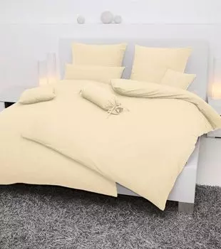 Мягкое постельное белье из хлопка Janine Mako PIANO 0125, кремовое 240 х 220 + 2 х 80 х 80 см Original Janine