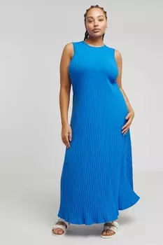 Мягкое ребристое макси платье Simply Be, синий