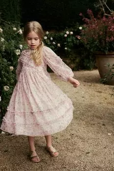 Мягкое сетчатое платье с длинными рукавами (3–16 лет) Next, экрю