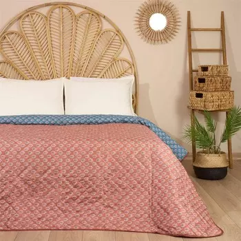 Мягкое современное двуспальное покрывало Evideoa — лосось — 260x240 см Evidea