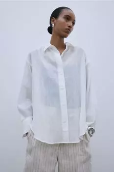 Мятая блузка из хлопка H&M, белый