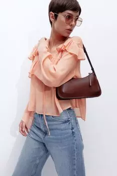 Мятая блузка с воланами H&M, оранжевый